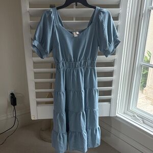 Chic Light Blue Midi Dress